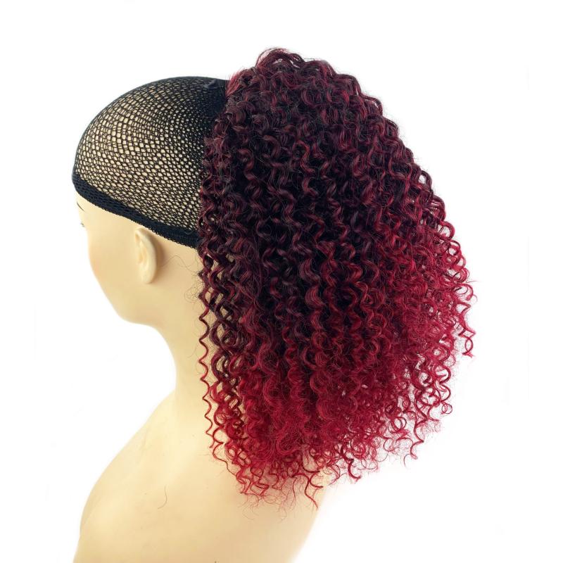 30 48 cm Ombre Kinky Curly Drawstring Ponytail Extensions Synthetic Clip In Hair