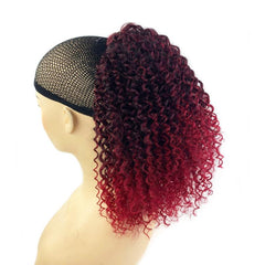 30 48 cm Ombre Kinky Curly Drawstring Ponytail Extensions Synthetic Clip In Hair