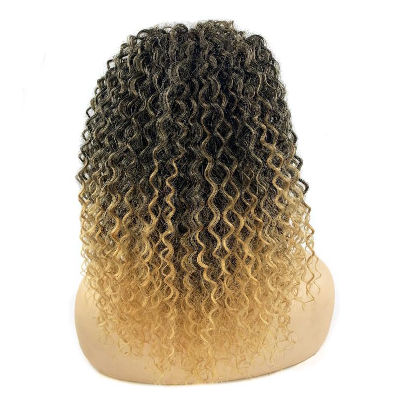 30 48 cm Ombre Kinky Curly Drawstring Ponytail Extensions Synthetic Clip In Hair