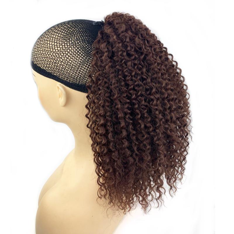 30 48 cm Ombre Kinky Curly Drawstring Ponytail Extensions Synthetic Clip In Hair