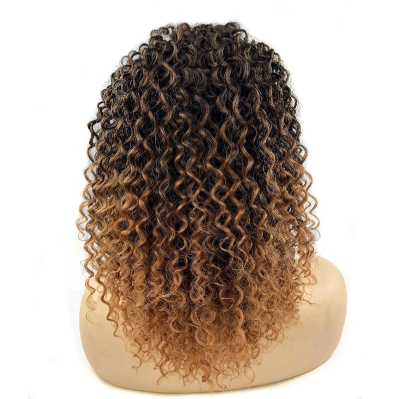 30 48 cm Ombre Kinky Curly Drawstring Ponytail Extensions Synthetic Clip In Hair