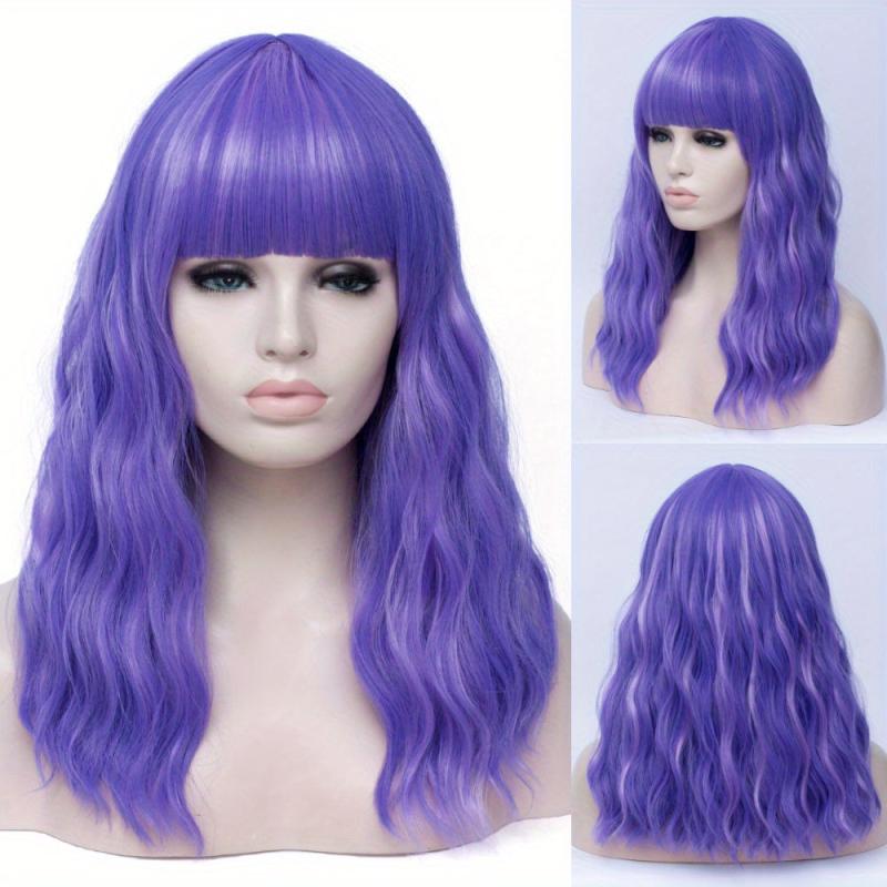 Pink Ombre 50 8 Cm Body Wave Hair Wigs With Bangs
