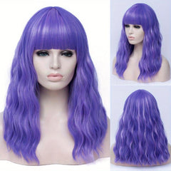 Pink Ombre 50 8 Cm Body Wave Hair Wigs With Bangs