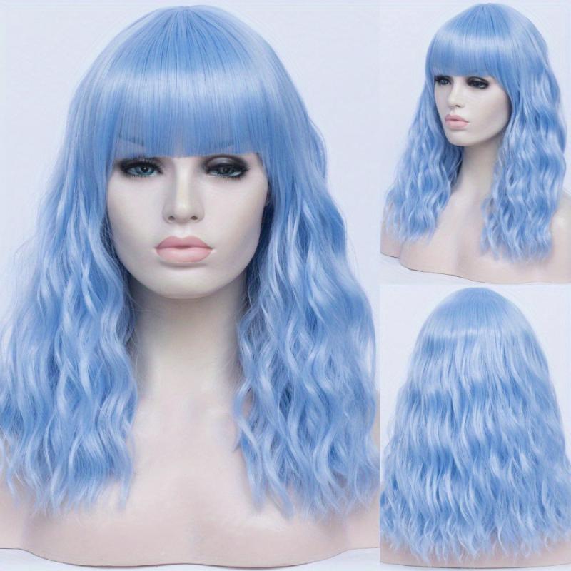 Pink Ombre 50 8 Cm Body Wave Hair Wigs With Bangs
