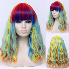 Pink Ombre 50 8 Cm Body Wave Hair Wigs With Bangs