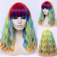 Pink Ombre 50 8 Cm Body Wave Hair Wigs With Bangs