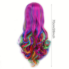 Colorful Long Curly Synthetic Wig for Halloween Cosplay