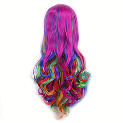 Colorful Long Curly Synthetic Wig for Halloween Cosplay