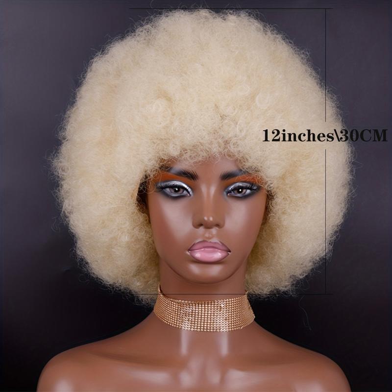 Soft Afro Kinky Curly Hair Wigs Synthetic None Lace Hair Wigs