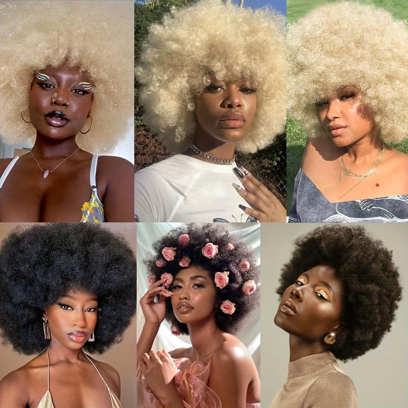 Soft Afro Kinky Curly Hair Wigs Synthetic None Lace Hair Wigs