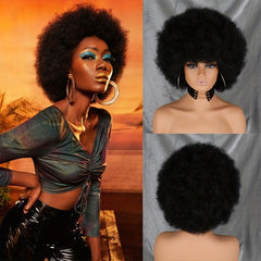 Soft Afro Kinky Curly Hair Wigs Synthetic None Lace Hair Wigs