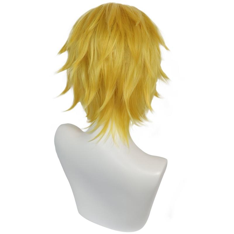 Short Blonde Wig With Ponytail Halloween Cosplay Costume Wig