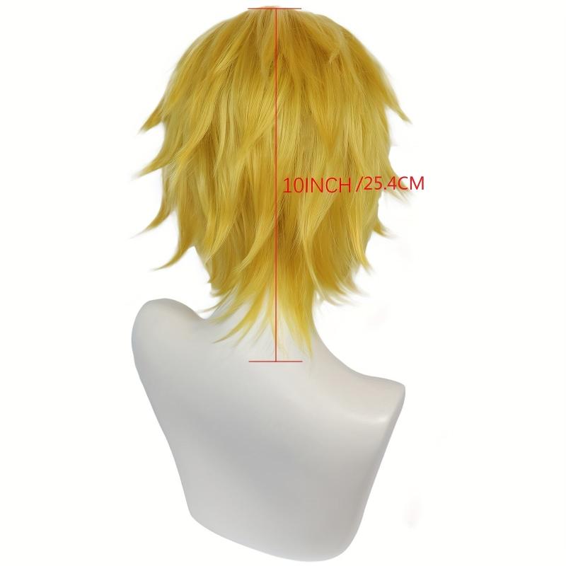Short Blonde Wig With Ponytail Halloween Cosplay Costume Wig