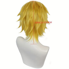 Short Blonde Wig With Ponytail Halloween Cosplay Costume Wig