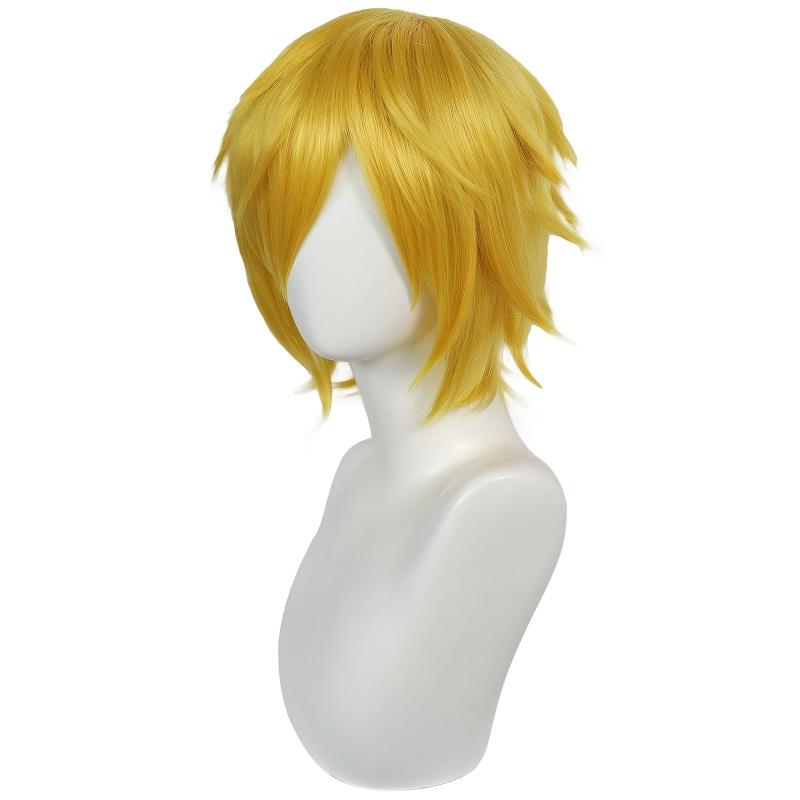 Short Blonde Wig With Ponytail Halloween Cosplay Costume Wig