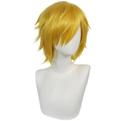 Short Blonde Wig With Ponytail Halloween Cosplay Costume Wig