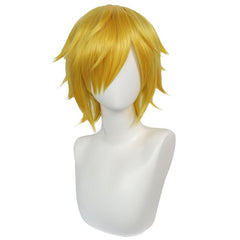 Short Blonde Wig With Ponytail Halloween Cosplay Costume Wig
