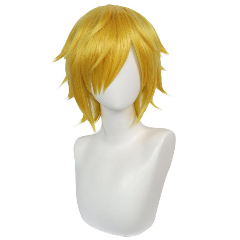 Short Blonde Wig With Ponytail Halloween Cosplay Costume Wig
