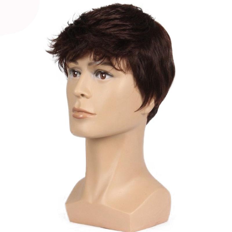 15 24 cm Ombre Straight Synthetic Wigs For Men Short Straight Hair Replacement