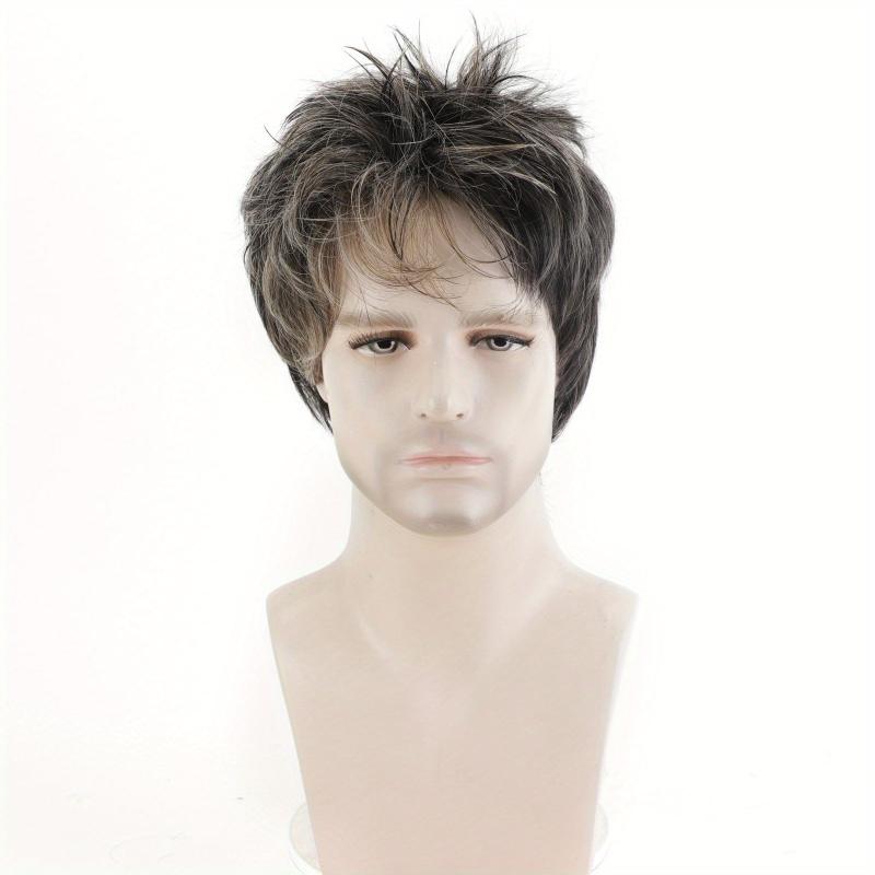 15 24 Cm Synthetic Straight Hair Wigs For Men Short Natural Straight Hair Wigs