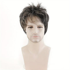 15 24 Cm Synthetic Straight Hair Wigs For Men Short Natural Straight Hair Wigs