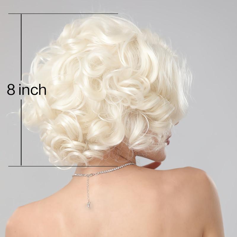 Short Curly Synthetic Wig Natural Side Part Fluffy Cosplay Party Wig