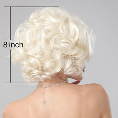 Short Curly Synthetic Wig Natural Side Part Fluffy Cosplay Party Wig