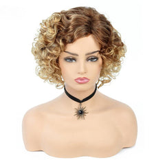 Short Curly Synthetic Wig Natural Side Part Fluffy Cosplay Party Wig