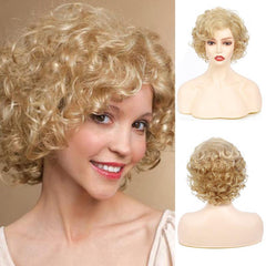 Short Curly Synthetic Wig Natural Side Part Fluffy Cosplay Party Wig