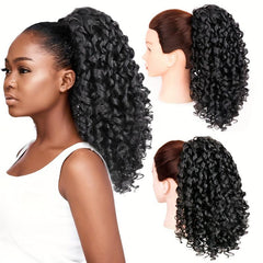 Bouncy Fluffy Curly Wavy Ponytail Extensions Synthetic Clip In Drawstring