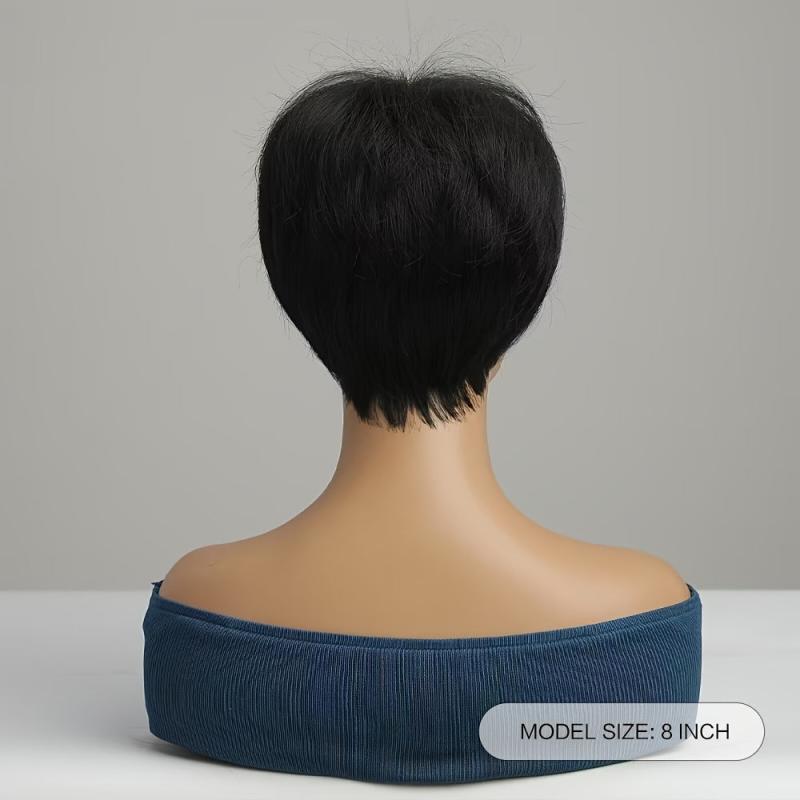 Short Bob Wigs For Women 8 Inch Synthetic Wig Layered Short Cut Wigs With Bangs