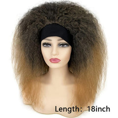 Kinky Straight Hair Headband Wig 45-72 cm Synthetic Fluffy Hair Replacement