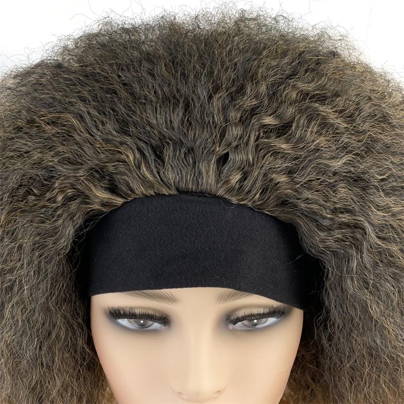 Kinky Straight Hair Headband Wig 45-72 cm Synthetic Fluffy Hair Replacement