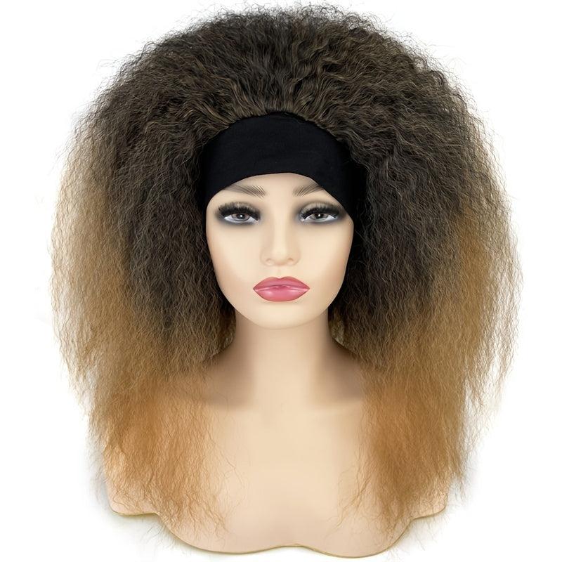 Kinky Straight Hair Headband Wig 45-72 cm Synthetic Fluffy Hair Replacement