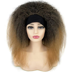 Kinky Straight Hair Headband Wig 45-72 cm Synthetic Fluffy Hair Replacement