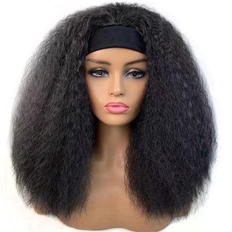 Kinky Straight Hair Headband Wig 45-72 cm Synthetic Fluffy Hair Replacement