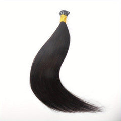 25 50pcs Flat Tip Human Hair Extensions Jet Long Straight Hair Natural Look