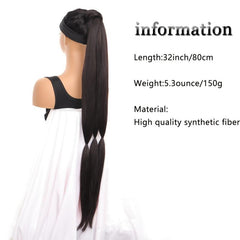 Long Braided Hair Ponytail Extensions Synthetic Fiber Ponytail Extensions