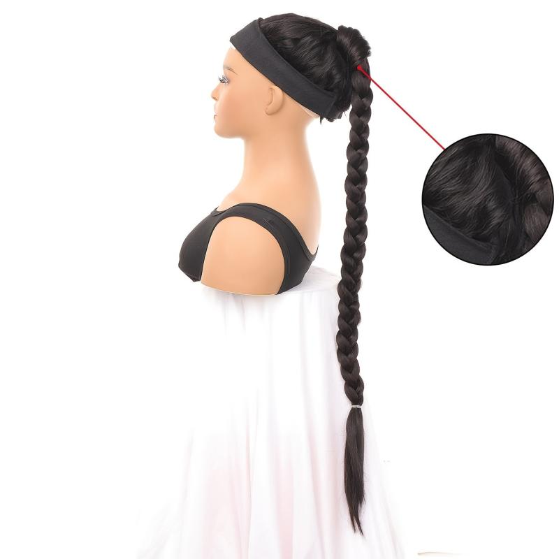 Long Braided Hair Ponytail Extensions Synthetic Fiber Ponytail Extensions