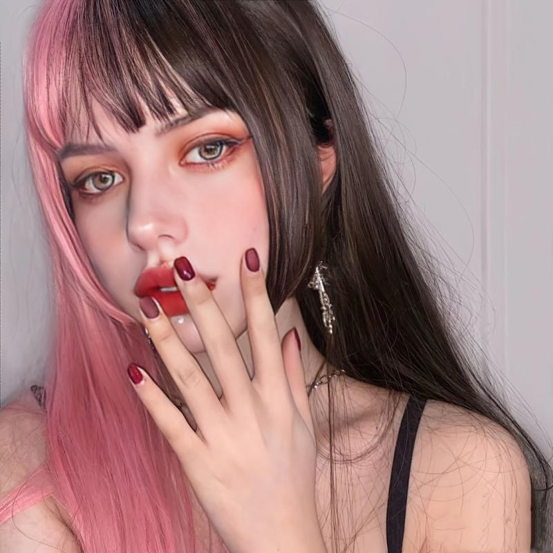 Gemini Hair Long Straight Wig Synthetic Wig With Bangs Anime Lolita Cosplay Wig