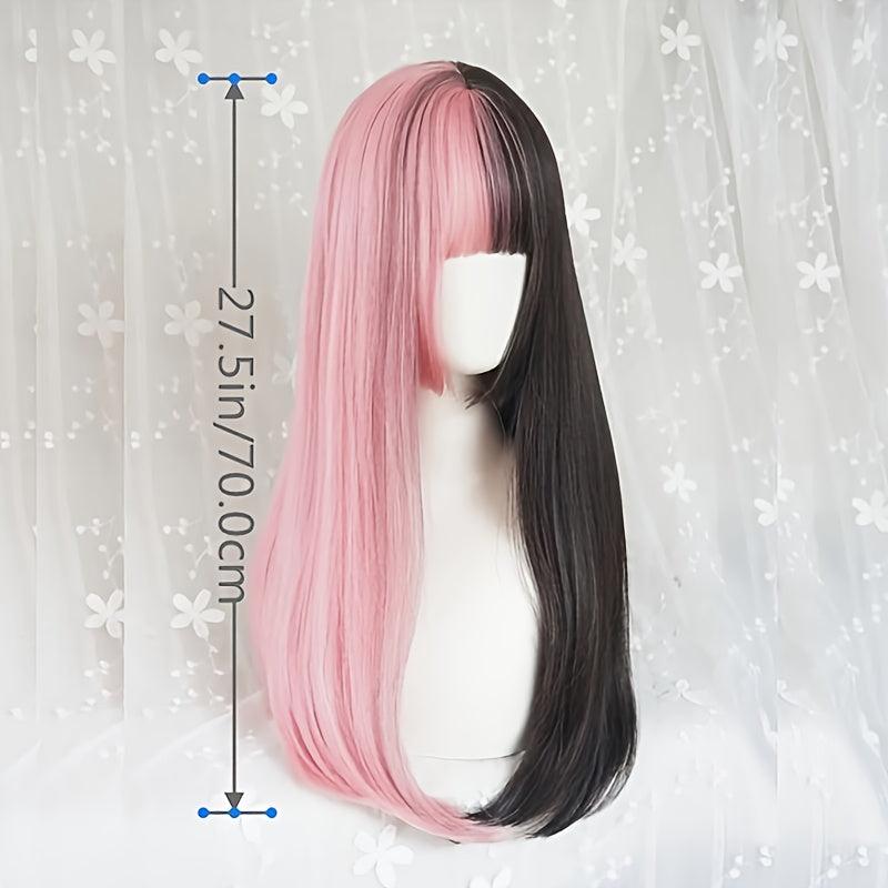 Gemini Hair Long Straight Wig Synthetic Wig With Bangs Anime Lolita Cosplay Wig