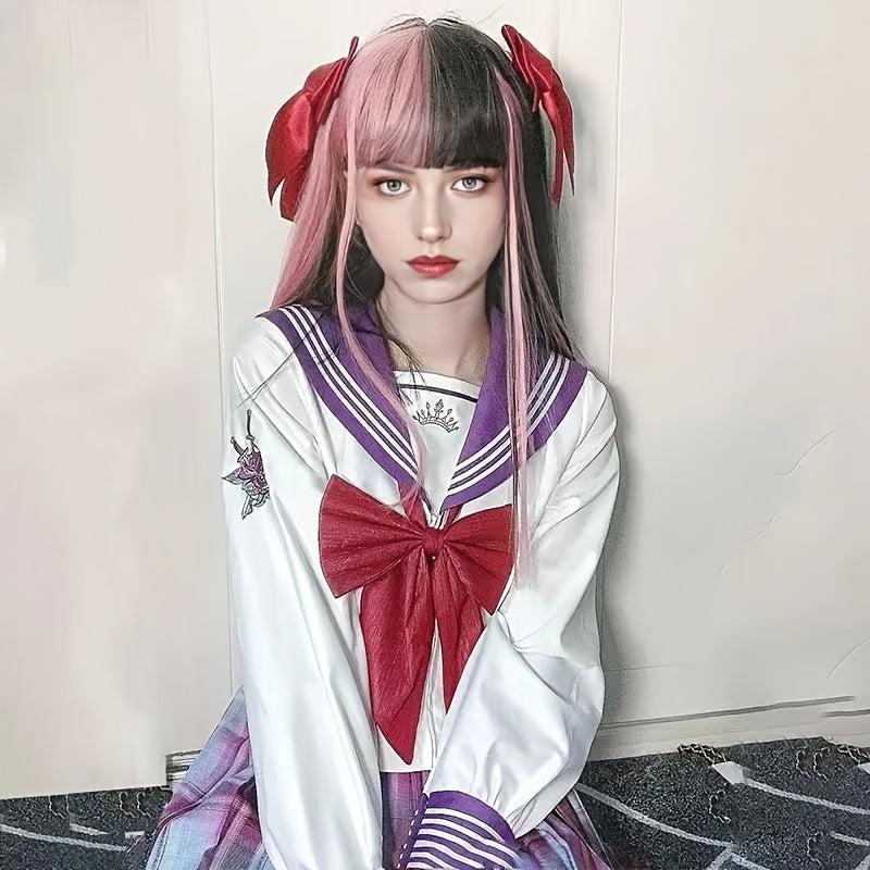 Gemini Hair Long Straight Wig Synthetic Wig With Bangs Anime Lolita Cosplay Wig