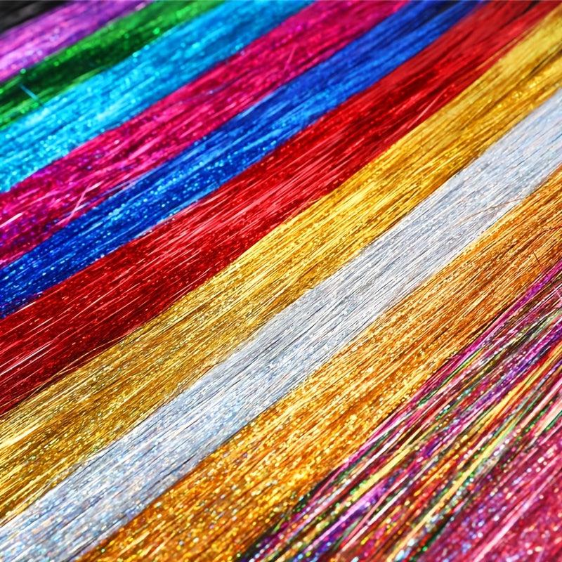 Clip In Tinsel Long Straight Hair Piece Synthetic Hair Extension Y2K Style