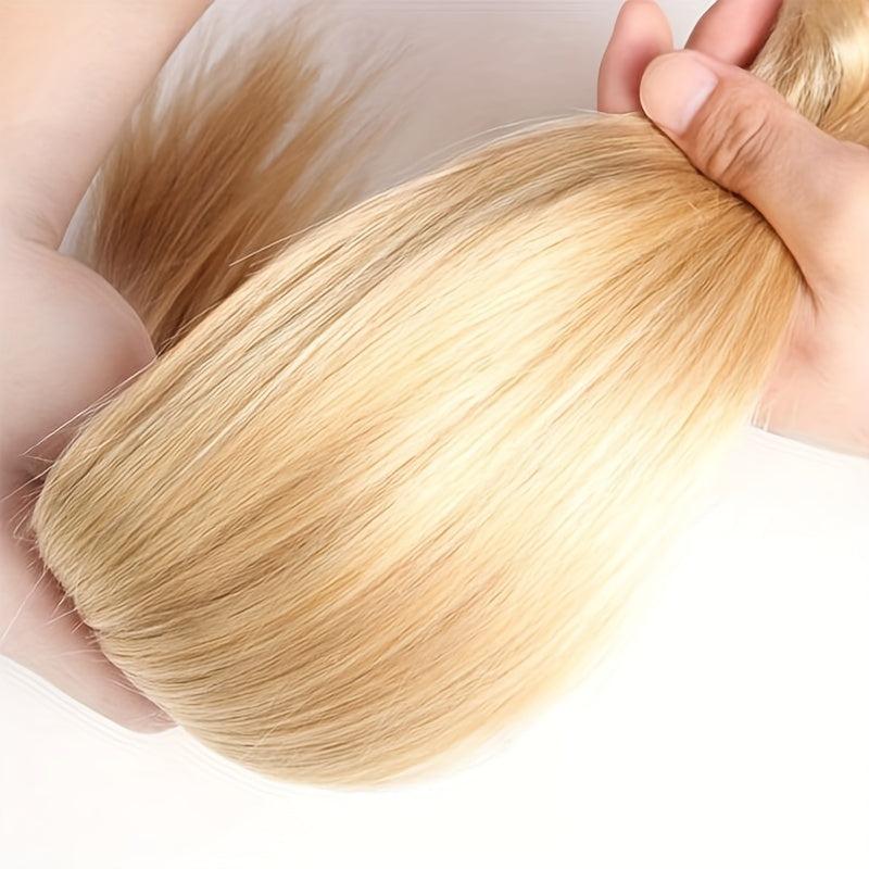 8pcs 613 Blonde Clip In Straight Human Hair Extensions Real Human Hair