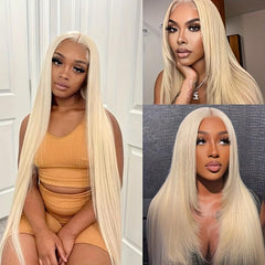 8pcs 613 Blonde Clip In Straight Human Hair Extensions Real Human Hair
