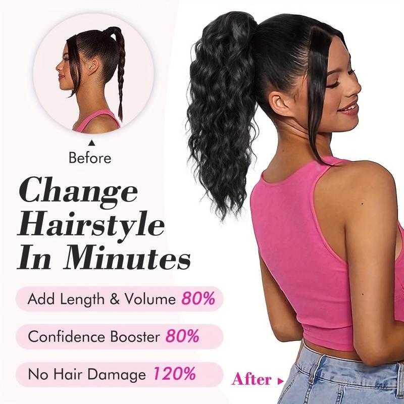 Long Wavy Synthetic Wig Ponytail Natural Women's Daily Use