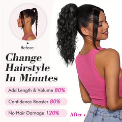 Long Wavy Synthetic Wig Ponytail Natural Women's Daily Use