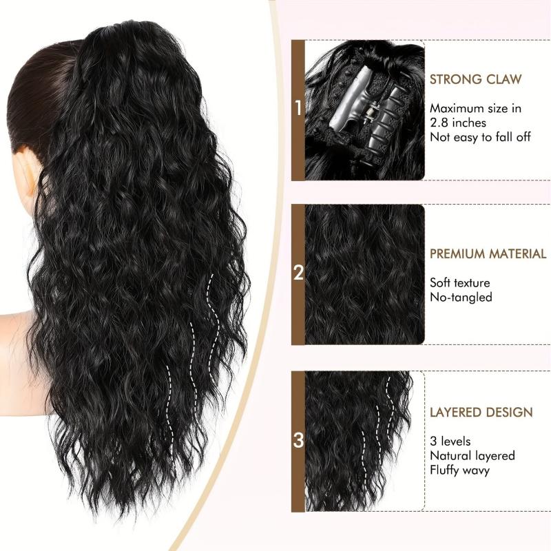Long Wavy Synthetic Wig Ponytail Natural Women's Daily Use