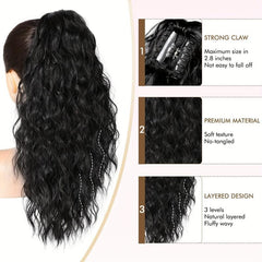 Long Wavy Synthetic Wig Ponytail Natural Women's Daily Use