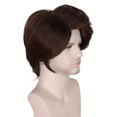 Short Straight Dark Brown Cosplay Wig for Men with Wig Cap